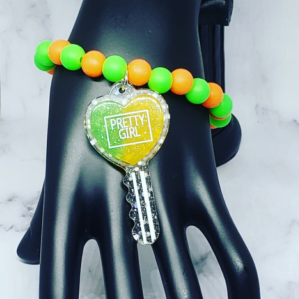 Pretty girl key beaded bracelet